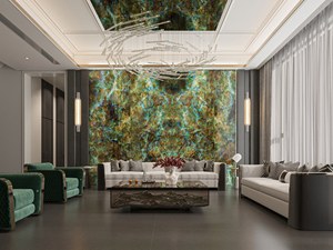 Dalle <span class=keywords><strong>de</strong></span> pierre artificielle moderne rétroéclairée en pierre frittée verte pour comptoir <span class=keywords><strong>de</strong></span> <span class=keywords><strong>salle</strong></span> <span class=keywords><strong>de</strong></span> <span class=keywords><strong>bain</strong></span>, texture marbre imperméable - Product Image 3