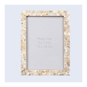 <b>Vintage</b> Mother of Pearl Inlay Photo <b>Frame</b> Black and White Floral Mosaic <b>Picture</b> <b>Frame</b> for Tabletop Display & Luxury Home Decor - Product Image 2