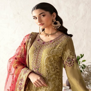 ชุดเดรส Anarkali สำหรับผู้หญิงผ้าชีฟองปักลาย3ชิ้นสำหรับงานแต่งงานชุดส่าหรี - Product Image 3