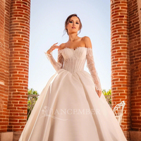 Jancember TK93-17 magnifiques robes de mariée en satin ivoire pour femmes