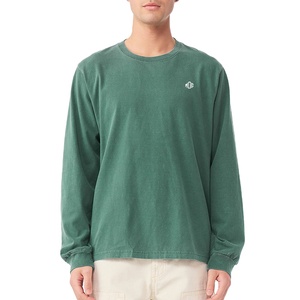 Camiseta Unisex de Manga Larga con Logotipo Personalizado, 100% Algodón Jersey, Verde Liso, Ropa Casual Transpirable de Alta Calidad, Marca Privada OEM - Product Image 1