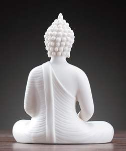 Pequeña Estatua de Buda de Resina Blanca, Diseño Art Deco, Hecha a Mano para Decoración del Hogar y Exteriores, 4.3 Pulgadas - Product Image 2