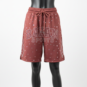 Short de basket-ball pour femmes en tissu mesh polyester léger et respirant avec logo en strass thermocollé - Product Image 6