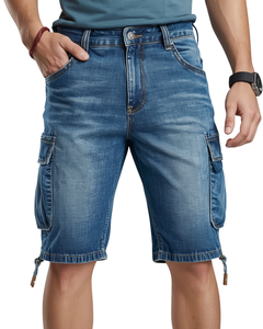 Men Tactical Cargo Denim Shorts Multi Pocket Streetwear - Product Image 1
