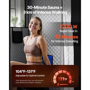 Tenda Sauna a Vapore Portatile per Casa, per 1 Persona, Versione Migliorata con Vaporizzatore e 1 Sedia Pieghevole, Telecomando Incluso - Product Image 3