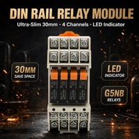 Module de relais 4 canaux Slim 30mm G5NB avec support, voyant LED d'état de fonctionnement, bobine à faible consommation d'énergie
