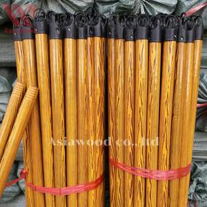 Manche de balai en bois d'eucalyptus enduit de PVC, couleur café, avec motif grainé, poils rigides, en vrac, prêt à l'emploi - Product Image 4