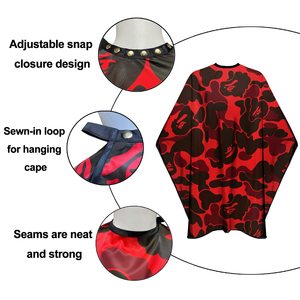 Cape de coiffure professionnelle imperméable, cape de barbier personnalisée en polyester avec fermeture à bouton-pression - Product Image 2