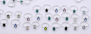 Natural Small <b>Crystal</b> Bezel Setting Brass <b>Ring</b> 925 Silver Plated Handmade Vintage Geometric Shape Gemstone <b>Ring</b> for Women - Product Image 2