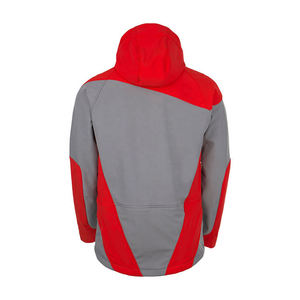 Vornex Industry Color Block Hooded <b>Jacket</b> Softshell Sport Coat Red Grey Contrast Zip Up Athletic Outerwear Team Custom Wholesale - Product Image 2