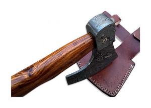 Hache multifonctionnelle en acier de Damas, tête en acier inoxydable et manche en bois, pour le bricolage, l'industrie, le camping et la coupe - Product Image 2