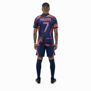 Maillot de football décontracté en maille tricotée à col en V pour homme – Bleu marine et rose, personnalisable OEM - Product Image 2