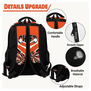 Cheerleading <b>Backpack</b> for Women Adult Custom Printed Rhinestone Logo Black Nylon/Cotton/Neoprene Heat-Transfer Printed - Product Image 5