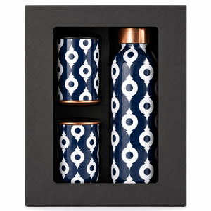 Premium Pure <b>Copper</b> Water Bottle and Glass Set 900ml Leak Proof Bottle with 2 <b>Copper</b> Glasses - Product Image 2