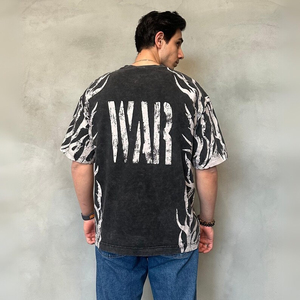 Custom Vintage 100% Cotton Acid Wash Boxy Graphics Cropped <b>Knitted</b> Digital Print Formal Oversized Anti-Pilling T-Shirts Men's - Product Image 5