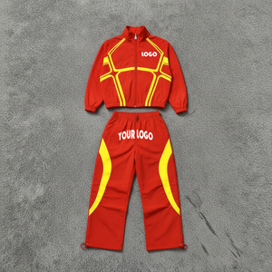 OEM Custom Men Tracksuit Color Blocked <b>Patchwork</b> <b>Jacket</b> And Pants Two Pcs Sets Lightweight Windbreaker 100% Polyester Men's Set - Product Image 6