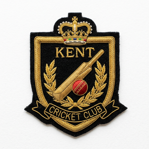 Private Label Hand Embroidered Bullion Badge Custom Cricket Sports Club Crest Gold Wire Blazer Patch Academy Emblem Bulk - Product Image 6