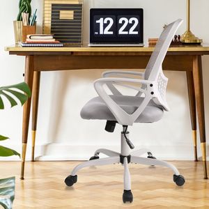 Silla Ejecutiva Ergonómica para Visitas con Soporte Lumbar, Cuero PU Gris, Capacidad de 250 lb, para Oficina en Casa y Dormitorio - Product Image 5