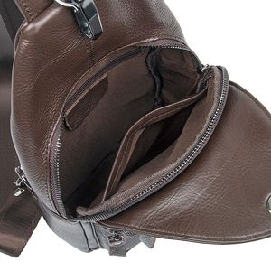 Bolso de Pecho de Cuero para Hombre al por Mayor, Venta Caliente, Bolso Bandolera de Cuero Vacuno Color Café, Bolso Lateral Casual Personalizado para Hombre. - Product Image 2