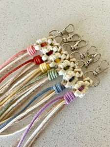 Artistic Large Flower Knot Macrame Keychain Decorative Object Suitable For Backpack And Handbag Decoration From India - Product Image 6