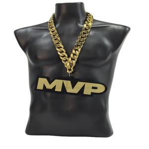 Collar de Cadena con Logotipo de Equipo Deportivo en Acrílico Dorado Brillante 3D Personalizado, con Efecto Espejo y Cadena de Acero Chapada en Oro - Product Image 1