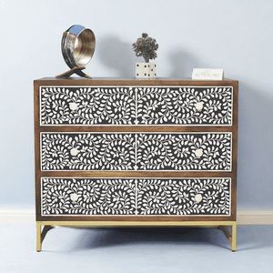 Commode moderne en os incrusté, meuble décoratif avec rangement haut de gamme et finition design - Product Image 5