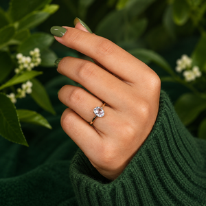Bague de fiançailles et de mariage pour femme NXORA JEWELS, diamant de laboratoire ovale taille rose, en argent, bijoux fins vintage de luxe - Product Image 3