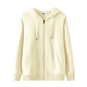 Custom High Quality Zipped Hoodie Cotton Heavyweight Blank Plain Embossed Streetwear Zip up Hoodie for Men - Product Image 4