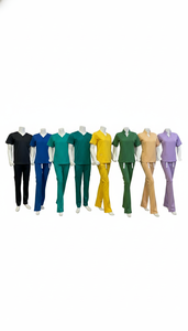 Ensemble d'uniformes médicaux pour hommes et femmes, haut à col en V et pantalon, respirant, en polyester, pour infirmiers, hôpitaux, vêtements de travail, logo personnalisé, fournisseur OEM - Product Image 2