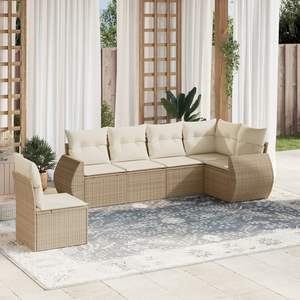 Ensemble de canapés de jardin de taille moyenne avec rotin PE beige et acier thermolaqué, mobilier de patio - Product Image 1