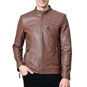 Best Price Custom <b>Men</b> Fashion Leather <b>Jacket</b> Canvas <b>Thin</b> Stand Collar Front Logo High Quality Outdoor Use - Product Image 1