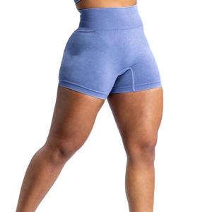 Shorts Deportivos de Punto para Mujer, Cintura Alta, Color Sólido, Transpirables, Corte Regular, Cintura Elástica, Material de Algodón y Spandex - Product Image 3