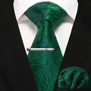 Business <b>Tie</b> for <b>Men</b> Silk <b>Navy</b> blue <b>Tie</b> striped Paisley Necktie Handkerchief <b>Tie</b> clips Set for Wedding Party Gift - Product Image 6