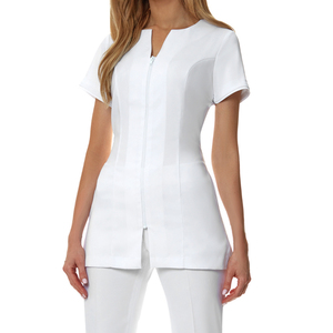 Uniformes de Algodón con Cremallera Completa y Logotipo Personalizado de la Mejor Calidad 2026, Ropa de Trabajo para Esteticistas, Túnica para Salón de Uñas y Spa - Product Image 4