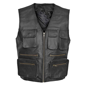 Chaleco Corto Impermeable de Cuero Genuino para Hombre, Marca Personalizada, con Cierre, Ecológico, Reversible, Estilo Motero, Primavera - Product Image 2
