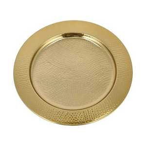 Assiette de présentation ronde dorée martelée, très demandée, en métal, design solide fait main, pour fêtes et événements - Product Image 1