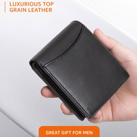 Dompet Kartu Pria Klasik Kulit Asli Desain Ramping dengan Ritsleting untuk Penggunaan Sehari-hari Aksesori Fashion Kasual