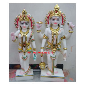 Fabricant indien de sculptures en marbre blanc de Laxmi et Vishnu en position debout pour la décoration des temples, au meilleur prix pour les acheteurs - Product Image 3