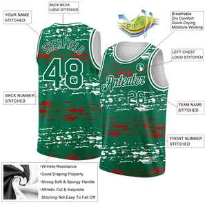 Camiseta de Baloncesto Sublimada Personalizada, Verde, Malla Transpirable, Unisex, para Adultos, con Nombre y Número del Equipo, Ropa Deportiva - Product Image 2