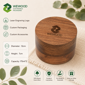 Boîte à épices double en bois d'acacia avec logo personnalisé, boîte de rangement pour assaisonnements en bois, fabricant OEM ODM - Product Image 3