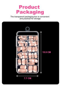 Faux ongles à presser faits main, formes carrée, amande, ballerine, French, style européen et américain, vente en gros, 120 pièces - Product Image 5