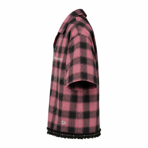 <b>Y2K</b> harajuku OEM Rhinestone Plaid Camp Collar <b>Shirt</b> Custom <b>Y2K</b> Men's Cropped Oversized Boxy Streetwear Button-Up Wholesale - Product Image 5