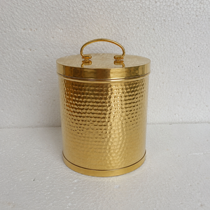 Hammered Brass <b>Storage</b> Canister with Lid & Handle, Decorative <b>Kitchen</b> Counter <b>Jar</b>, Airtight Metal Container <b>for</b> Coffee Tea Sugar - Product Image 2