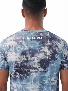 T-shirt à manches courtes pour homme, col rond, imprimé par sublimation, motif bleu et blanc, décontracté, respirant, coupe régulière, polyester tissé - Product Image 6