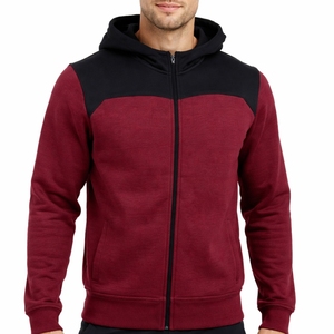 Sweat à capuche zippé intégral bicolore pour homme avec broderie 3D, personnalisable OEM, coupe oversize, décontracté, vente en gros - Product Image 1