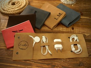 Tailored Leather <b>Cable</b> Organizer Custom Brand Logo Cord Management Earphone Wire Wrap Tech Accessories Pouch Co LCO-0069 - Product Image 6