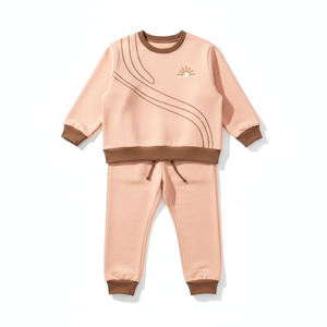 Ensemble de survêtement pour homme, col rond, manches courtes, couleur unie, décontracté, pantalon à cordon de serrage, matière en coton et élasthanne, automne - Product Image 1