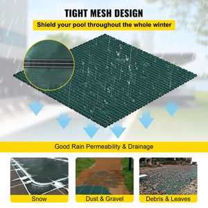 Telo di Copertura Rettangolare 16x36ft per Piscina Interrata in Materiale PC con Fori di Drenaggio, Design a Rete Solida per Protezione Piscina - Product Image 6