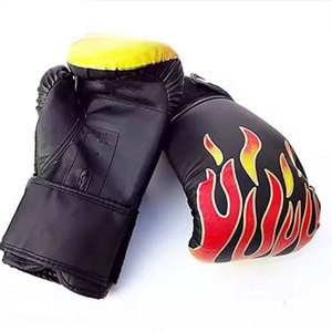 Gants de boxe en cuir bleus et jaunes à lacets pour adultes, pour l'entraînement - Product Image 6