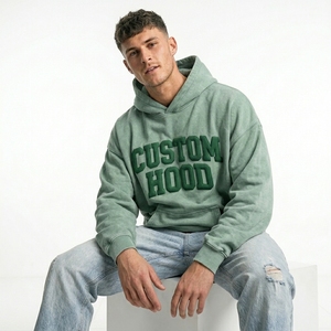 Sudadera con capucha para hombre, personalizada con apliques, de algodón grueso, estilo oversize, con lavado vintage, estilo streetwear, hombros caídos - Product Image 1